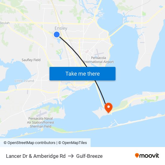 Lancer Dr & Amberidge Rd to Gulf-Breeze map