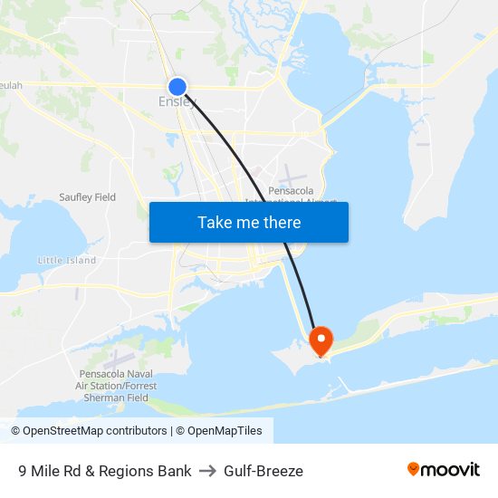 9 Mile Rd & Regions Bank to Gulf-Breeze map