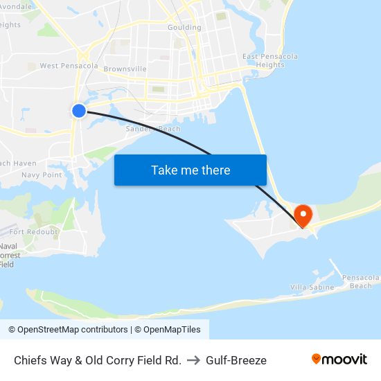 Chiefs Way & Old Corry Field Rd. to Gulf-Breeze map