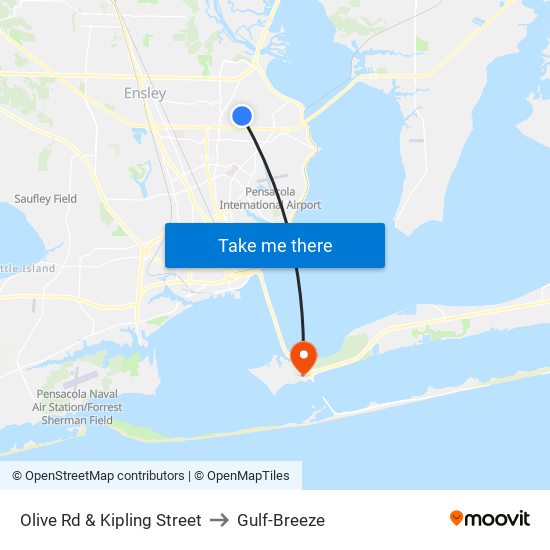 Olive Rd & Kipling Street to Gulf-Breeze map