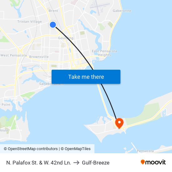 N. Palafox St. & W. 42nd Ln. to Gulf-Breeze map