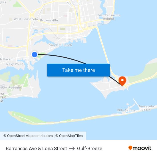 Barrancas Ave & Lona Street to Gulf-Breeze map