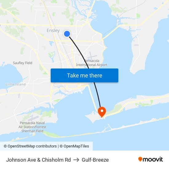 Johnson Ave & Chisholm Rd to Gulf-Breeze map