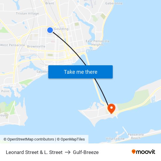 Leonard Street & L. Street to Gulf-Breeze map