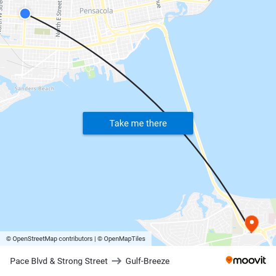 Pace Blvd & Strong Street to Gulf-Breeze map