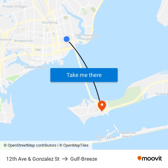 12th Ave & Gonzalez St to Gulf-Breeze map