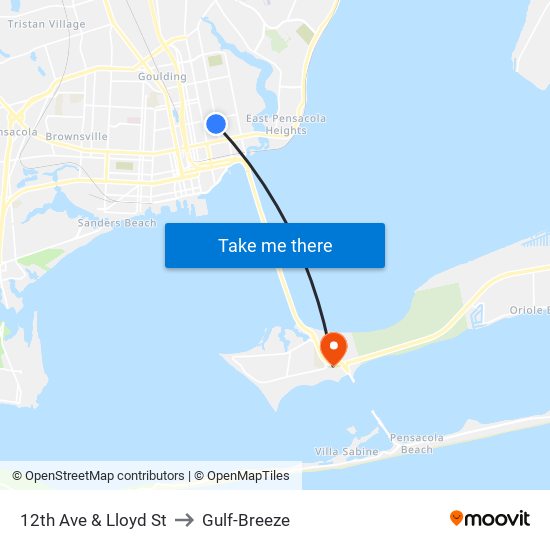 12th Ave & Lloyd St to Gulf-Breeze map