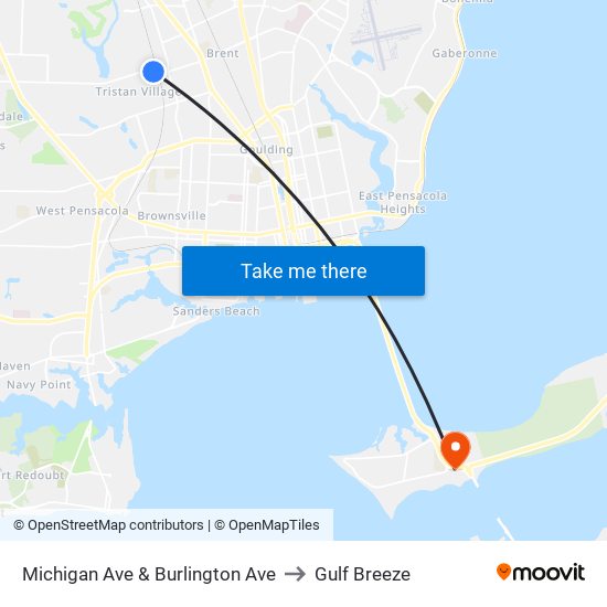 Michigan Ave & Burlington Ave to Gulf Breeze map