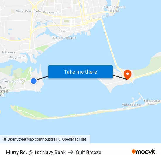 Murry Rd. @ 1st Navy Bank to Gulf Breeze map