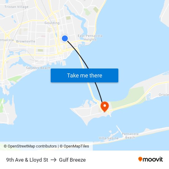 9th Ave & Lloyd St to Gulf Breeze map