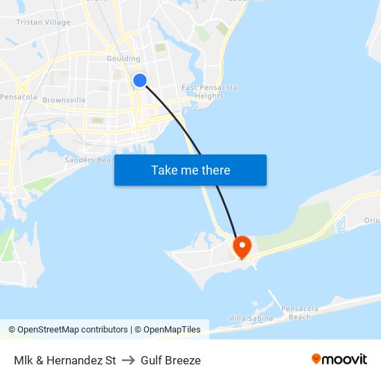 Mlk & Hernandez St to Gulf Breeze map