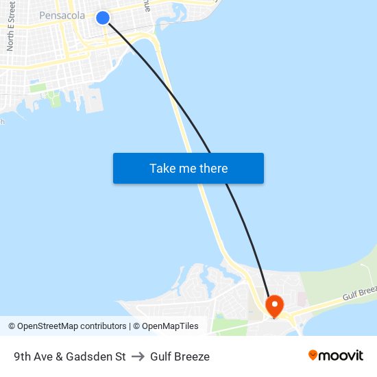 9th Ave & Gadsden St to Gulf Breeze map