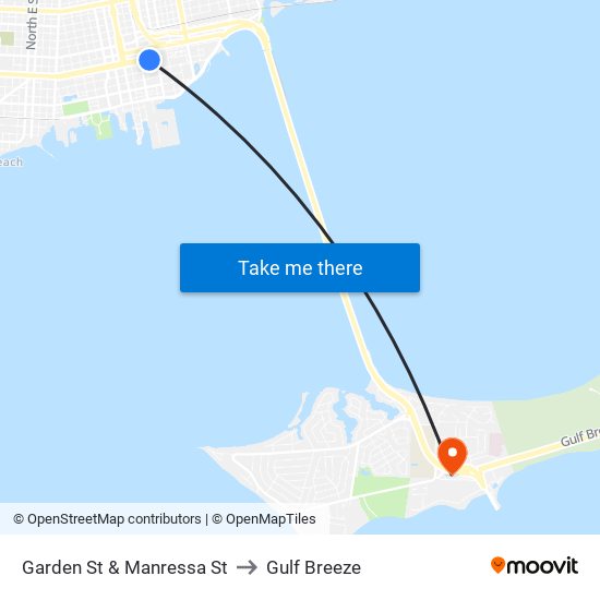 Garden St & Manressa St to Gulf Breeze map