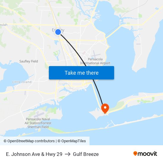 E. Johnson Ave & Hwy 29 to Gulf Breeze map