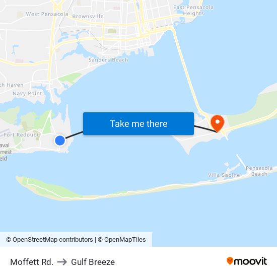 Moffett Rd. to Gulf Breeze map