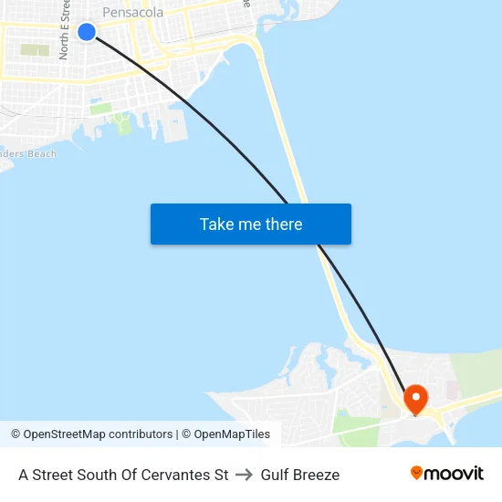 A Street South Of Cervantes St to Gulf Breeze map