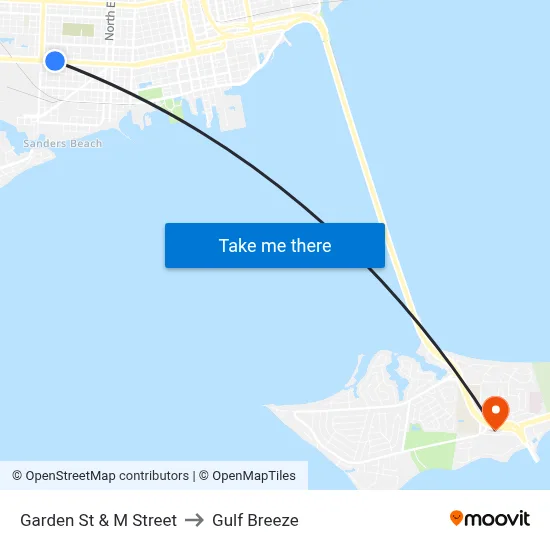 Garden St & M Street to Gulf Breeze map
