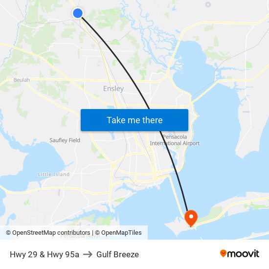 Hwy 29 & Hwy 95a to Gulf Breeze map