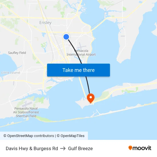 Davis Hwy & Burgess Rd to Gulf Breeze map