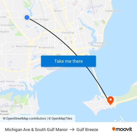 Michigan Ave & South Gulf Manor to Gulf Breeze map