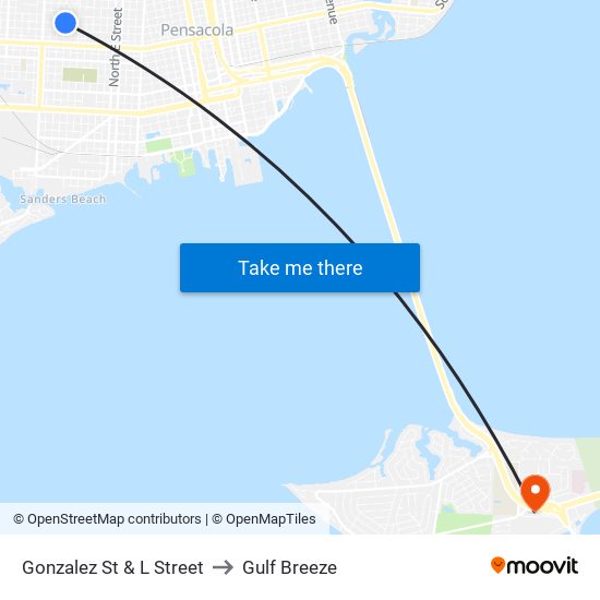 Gonzalez St & L Street to Gulf Breeze map