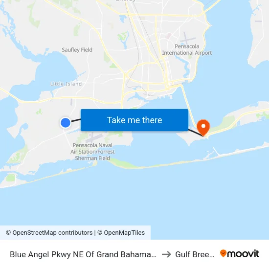 Blue Angel Pkwy NE Of Grand Bahama Dr. to Gulf Breeze map