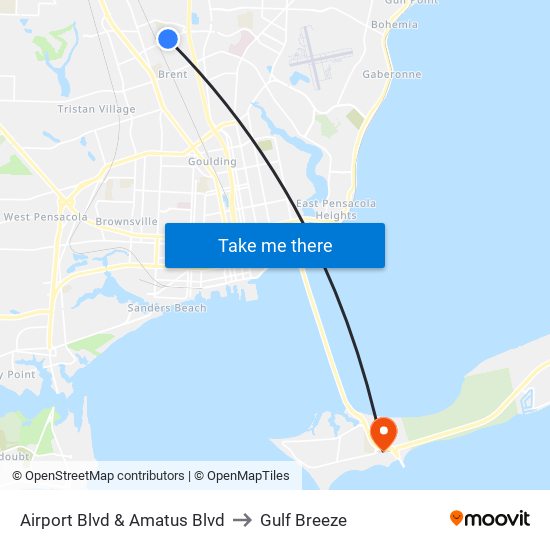 Airport Blvd & Amatus Blvd to Gulf Breeze map