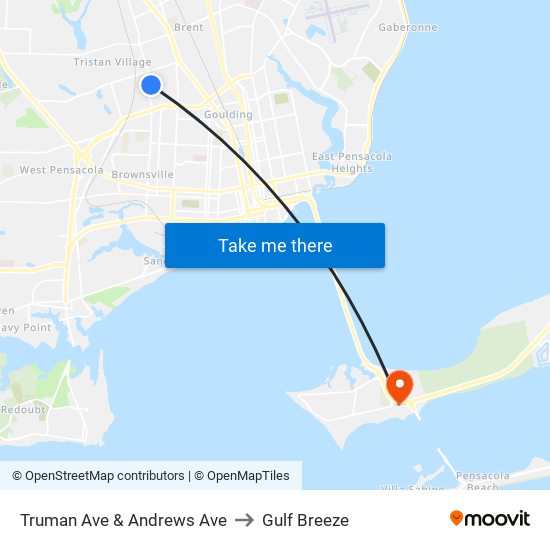 Truman Ave & Andrews Ave to Gulf Breeze map