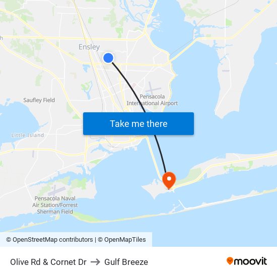 Olive Rd & Cornet Dr to Gulf Breeze map