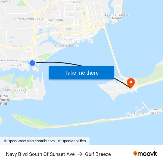 Navy Blvd South Of Sunset Ave to Gulf Breeze map