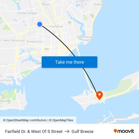 Fairfield Dr. & West Of S Street to Gulf Breeze map