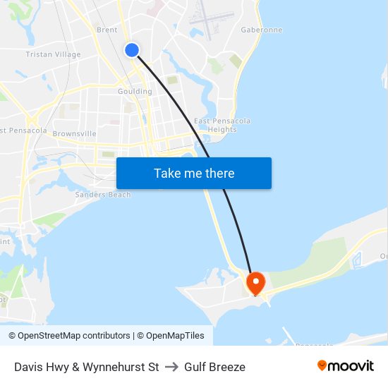 Davis Hwy & Wynnehurst St to Gulf Breeze map