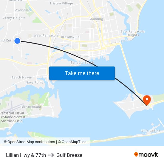 Lillian Hwy & 77th to Gulf Breeze map