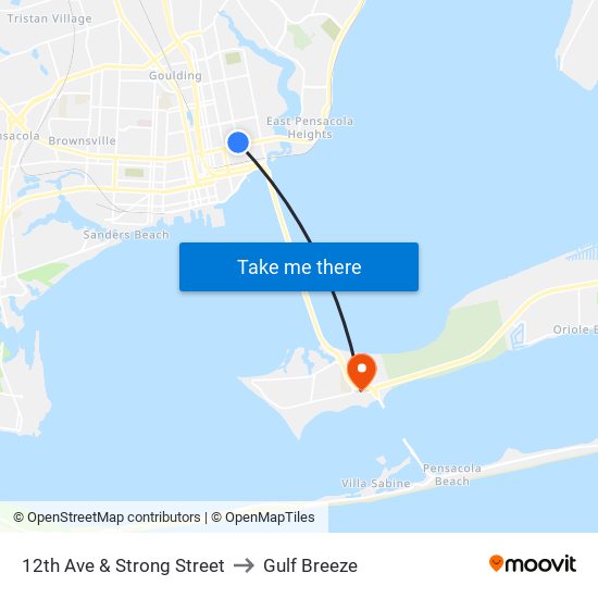 12th Ave & Strong Street to Gulf Breeze map