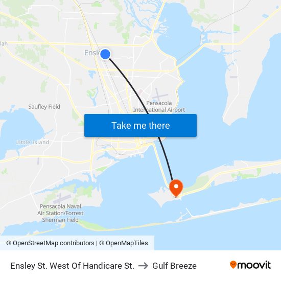 Ensley St. West Of Handicare St. to Gulf Breeze map