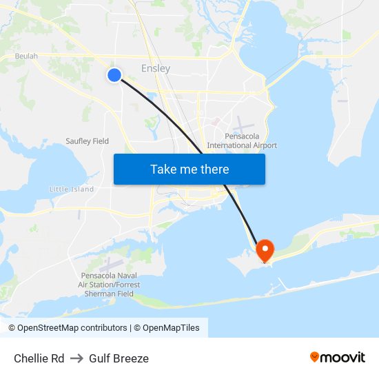 Chellie Rd to Gulf Breeze map