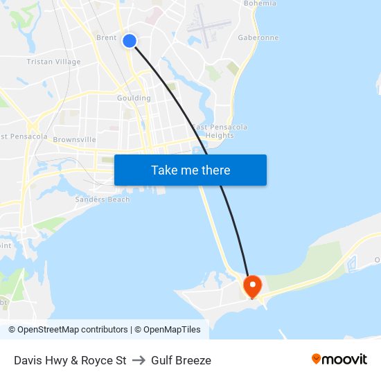 Davis Hwy & Royce St to Gulf Breeze map