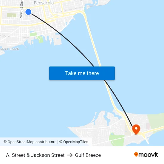 A. Street & Jackson Street to Gulf Breeze map
