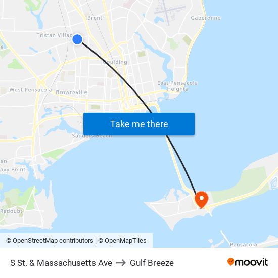 S St. & Massachusetts Ave to Gulf Breeze map