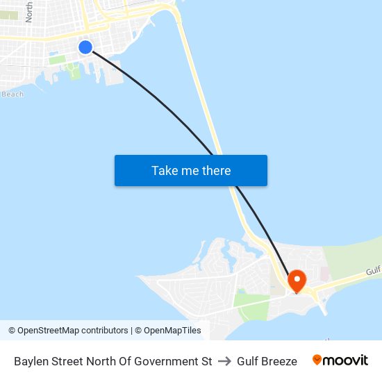 Baylen Street North Of Government St to Gulf Breeze map