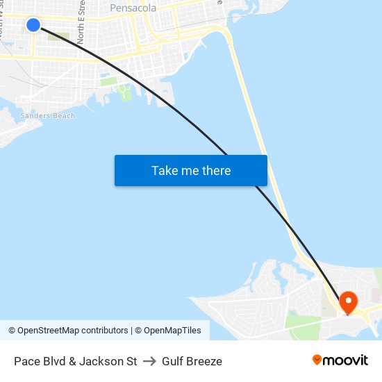 Pace Blvd & Jackson St to Gulf Breeze map