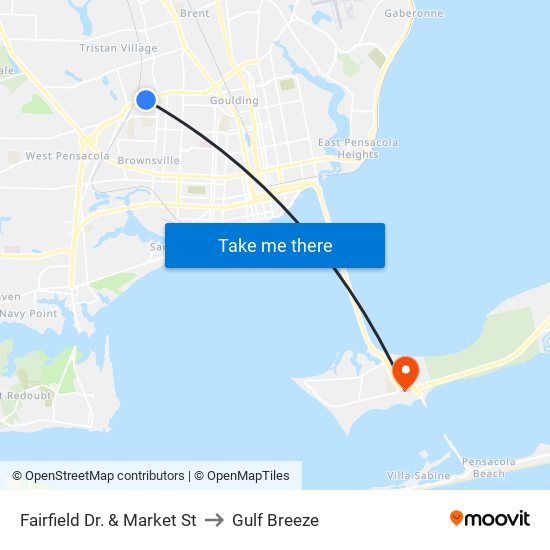 Fairfield Dr. & Market St to Gulf Breeze map