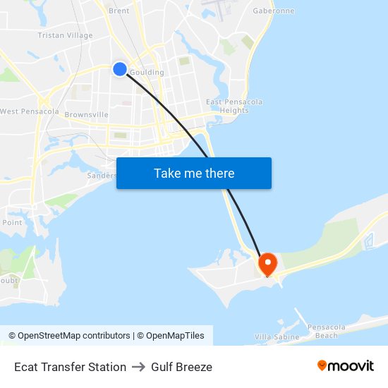 Ecat Transfer Station to Gulf Breeze map