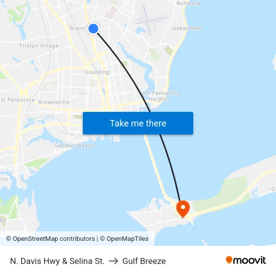 N. Davis Hwy & Selina St. to Gulf Breeze map