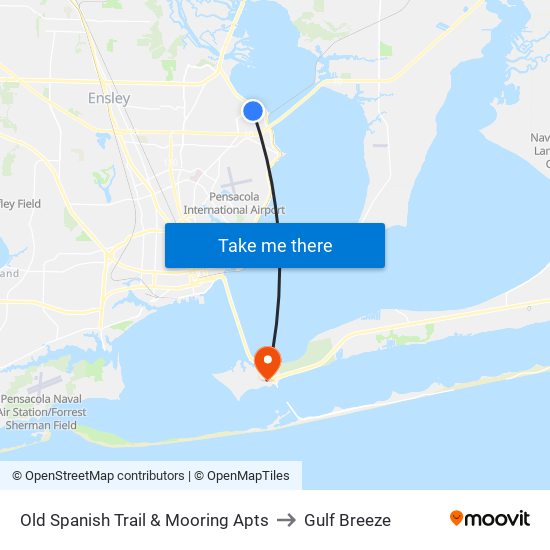 Old Spanish Trail & Mooring Apts to Gulf Breeze map