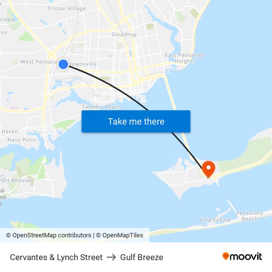 Cervantes & Lynch Street to Gulf Breeze map