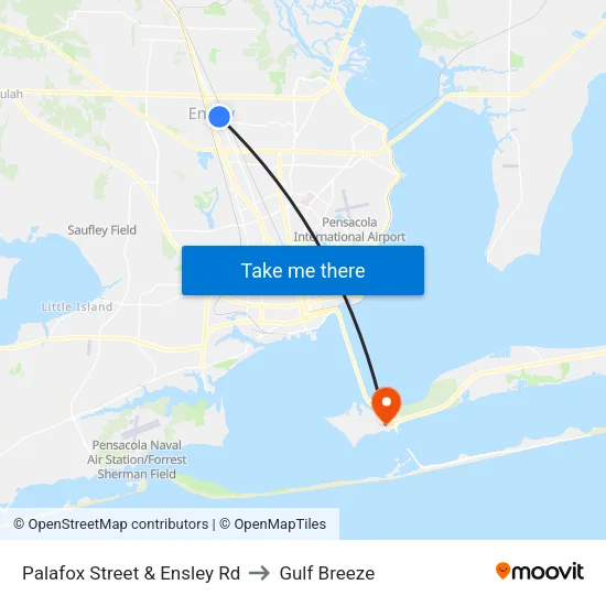 Palafox Street & Ensley Rd to Gulf Breeze map