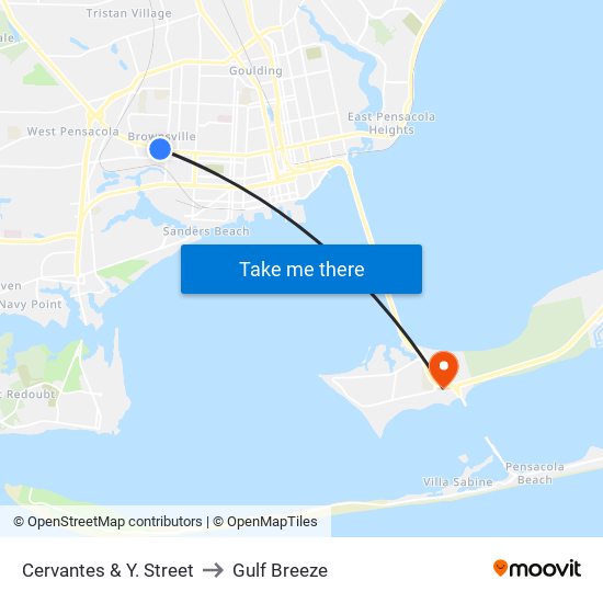Cervantes & Y. Street to Gulf Breeze map