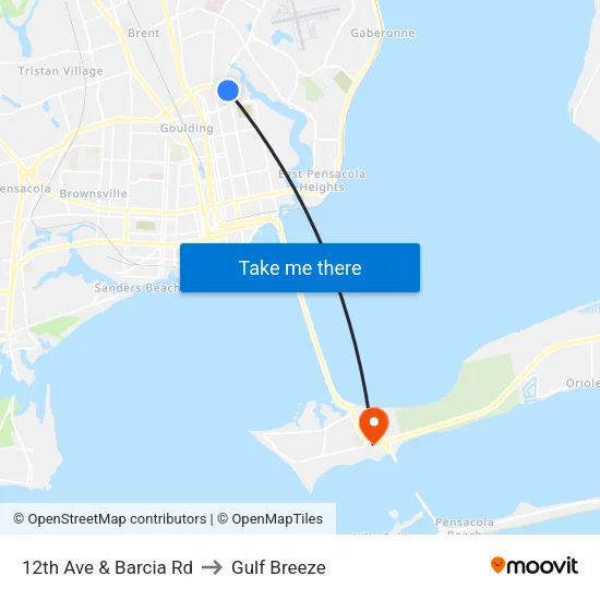 12th Ave & Barcia Rd to Gulf Breeze map