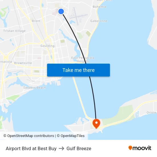Airport Blvd at Best Buy to Gulf Breeze map